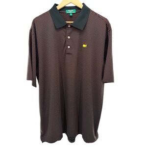 Masters Augusta Peter Millar Mens XL Black Red Striped Golf Polo Shirt Logo
